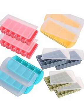 Multicolor Silicone Freezer Molds Set - Meal Prep Trays with Lids, 10 Pack